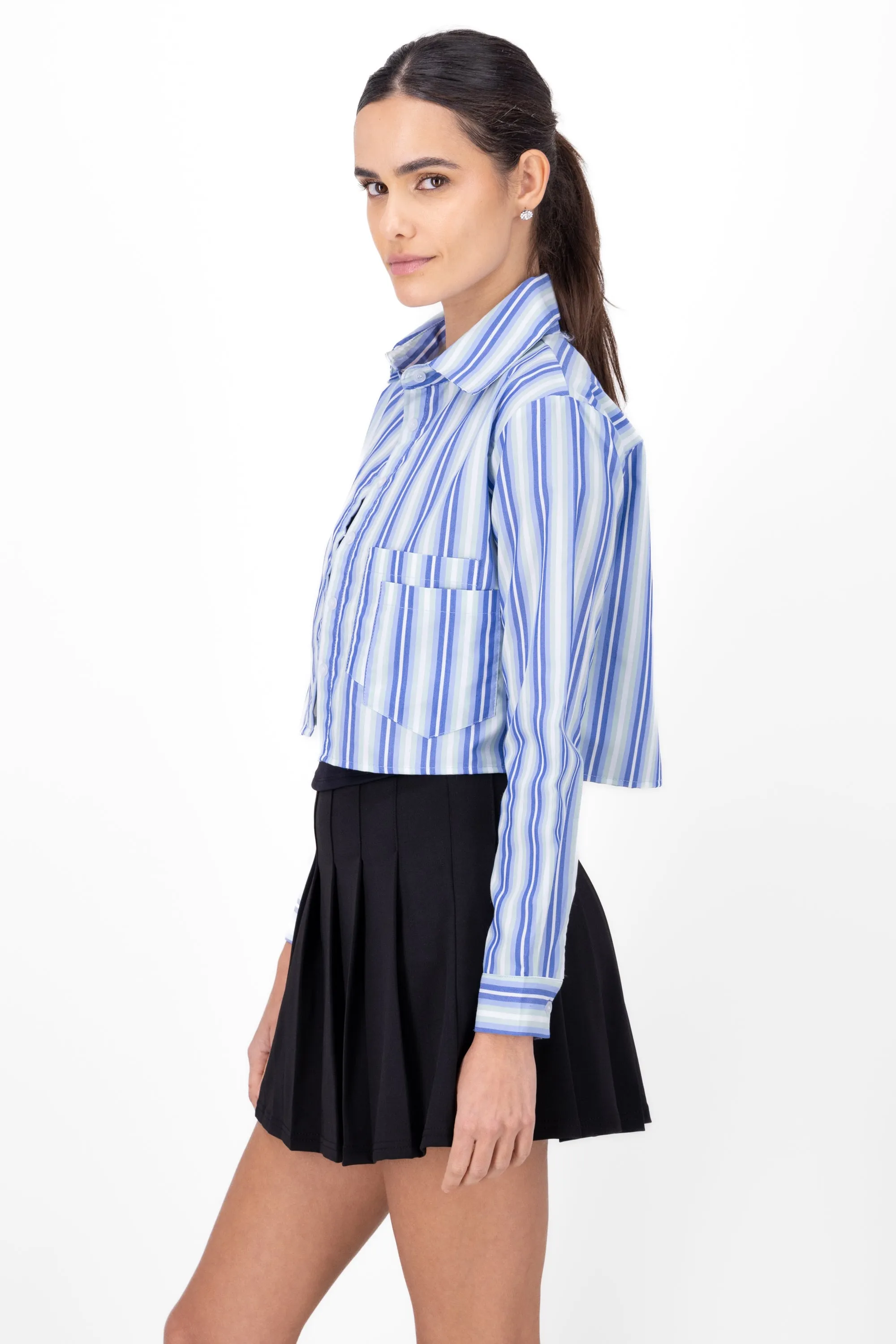 Camisa crop rayas detalle doble bolsa sold by Shasa product image thumbnail 3