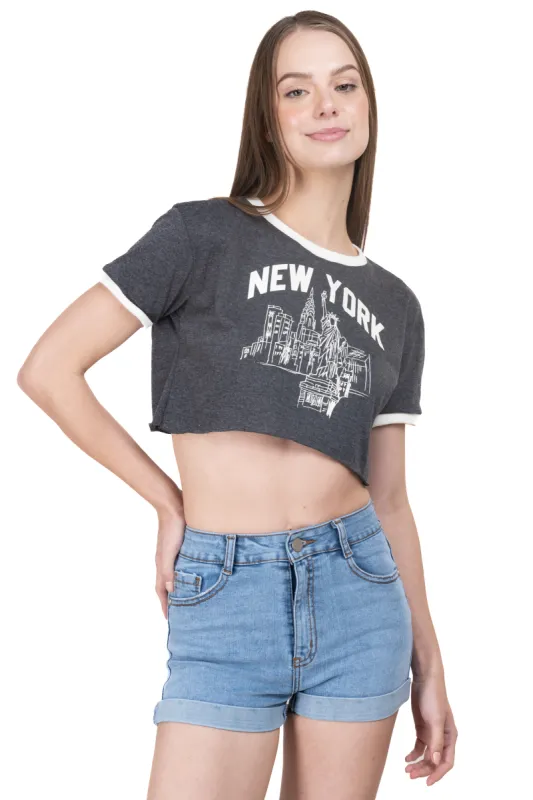 Playera crop nueva york sold by Shasa
