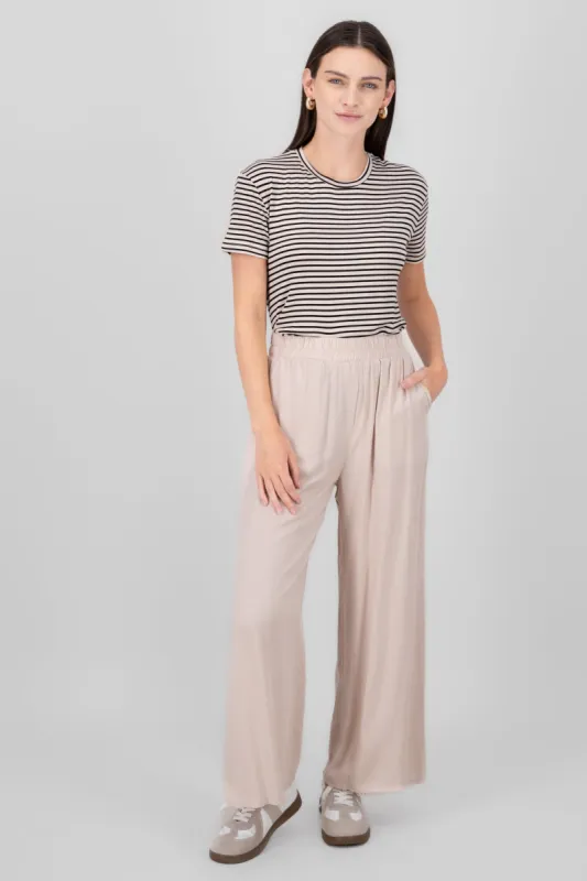 Pantalón Wide Leg Cintura Alta Fruncida sold by Shasa