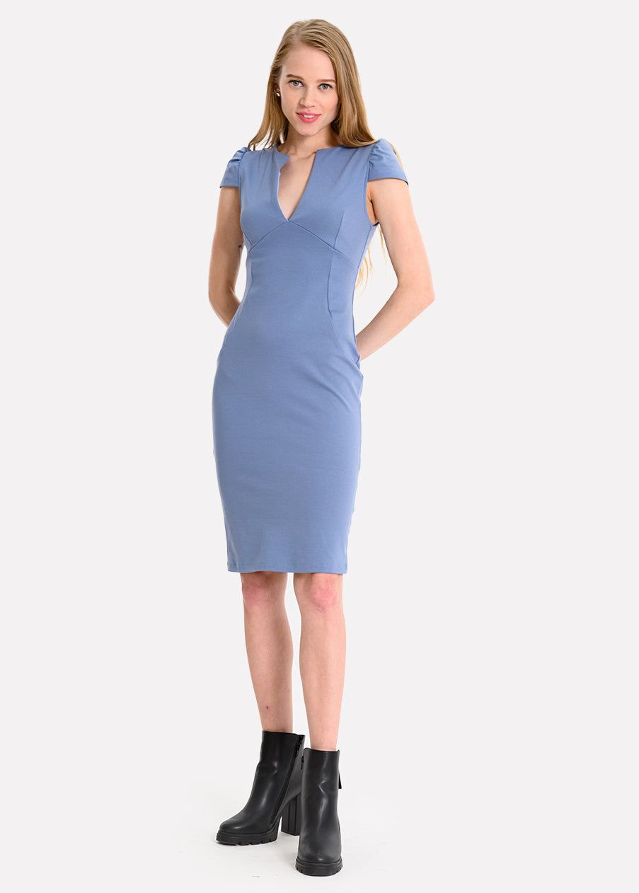 Vestido midi liso cuello v sold by Shasa