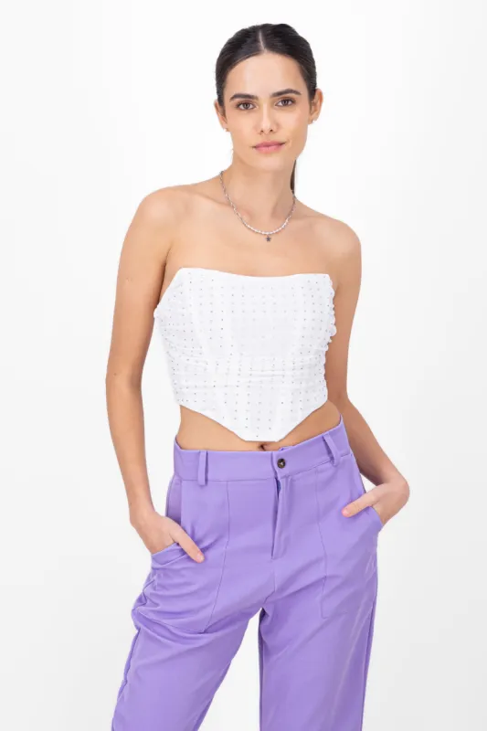 Top de mesh con piedra de brillos sold by Shasa