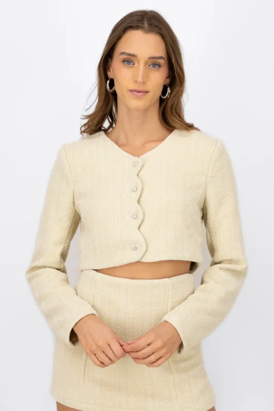 Saco botones brillos sold by Shasa