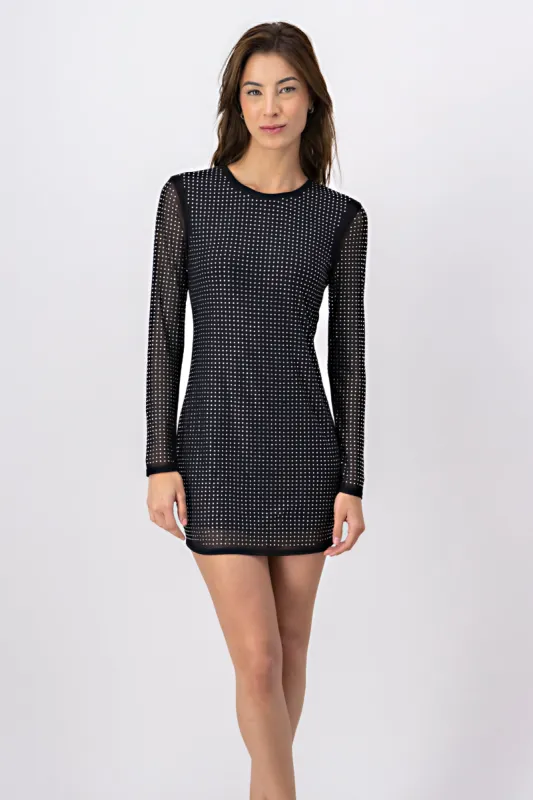 Vestido mini manga larga brillos sold by Shasa