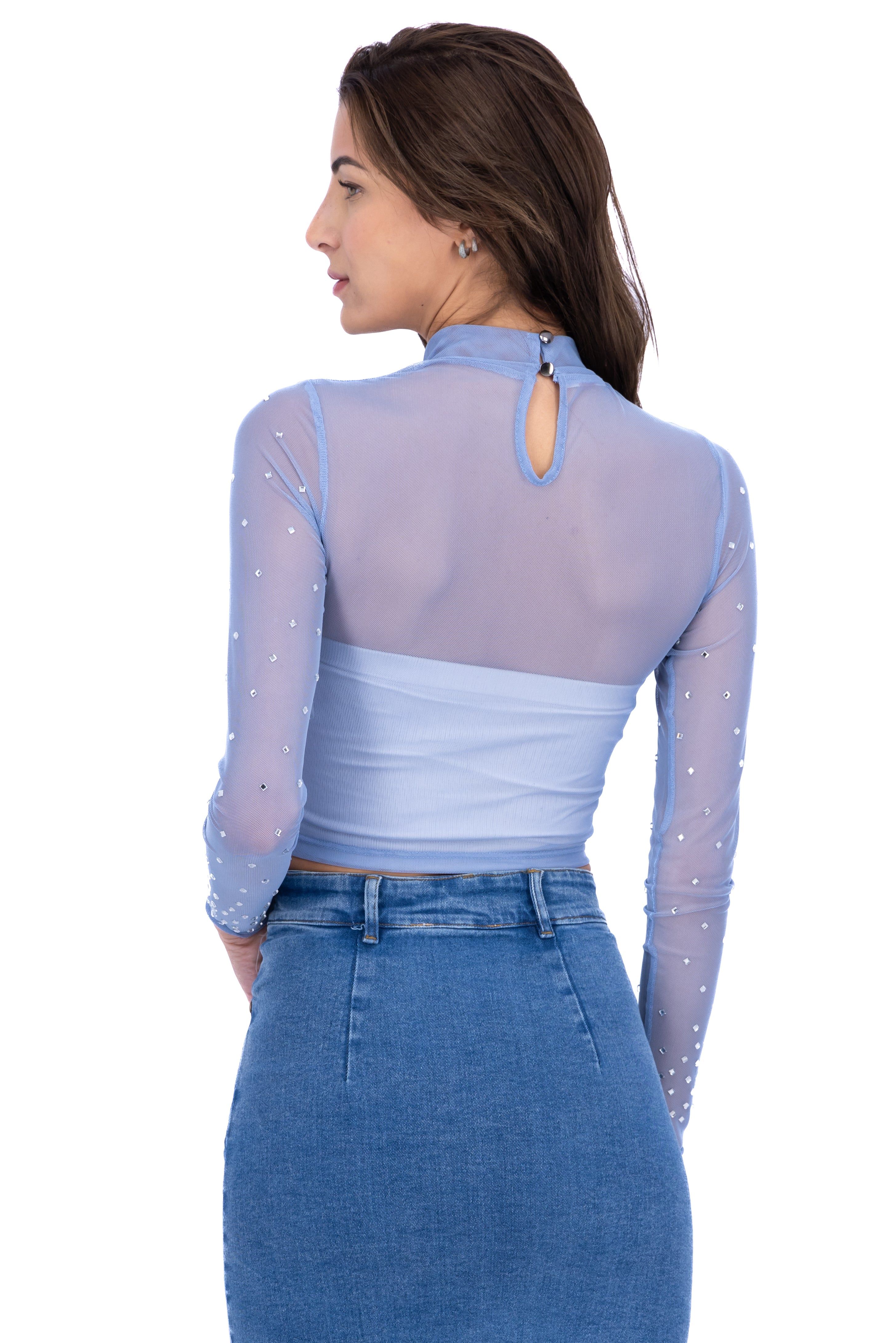 Top mesh cuello mao brillos sold by Shasa product image thumbnail 4