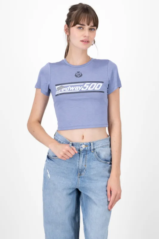 Playera crop racing sold by Shasa