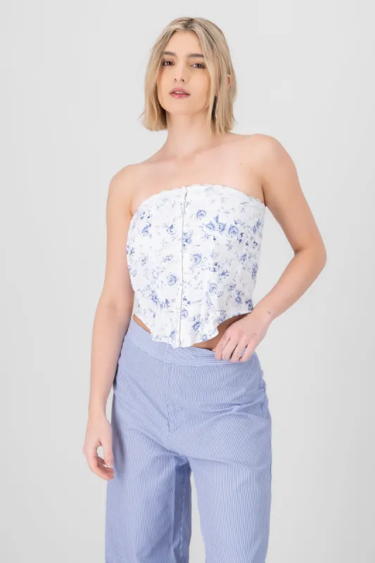 Corset con varillas strapless sold by Shasa