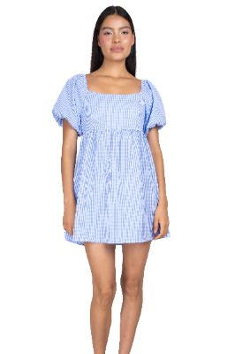 Vestido mini manga abullonada cuadros sold by Shasa