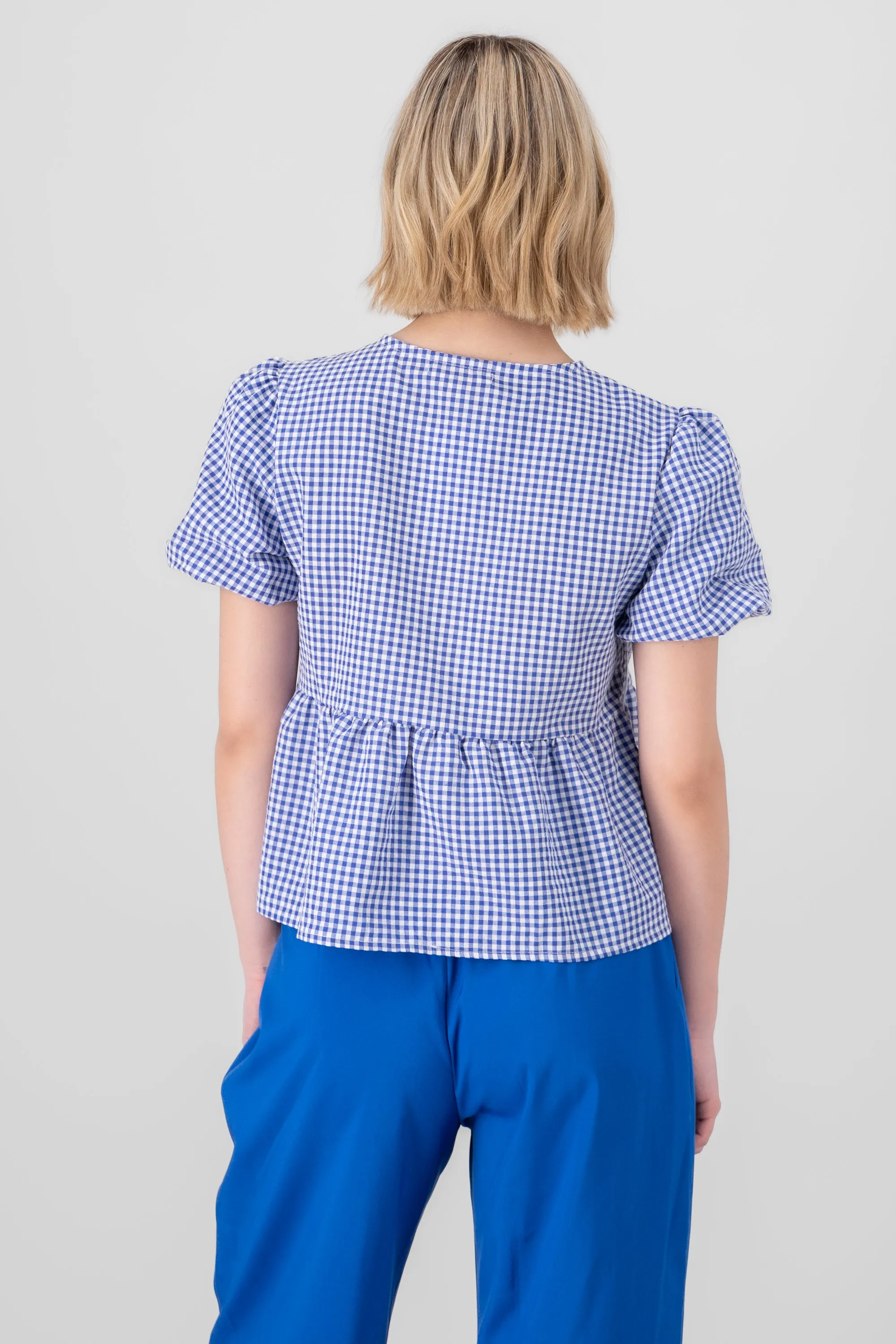 Blusa manga abullonada a cuadros con lazos sold by Shasa product image thumbnail 4