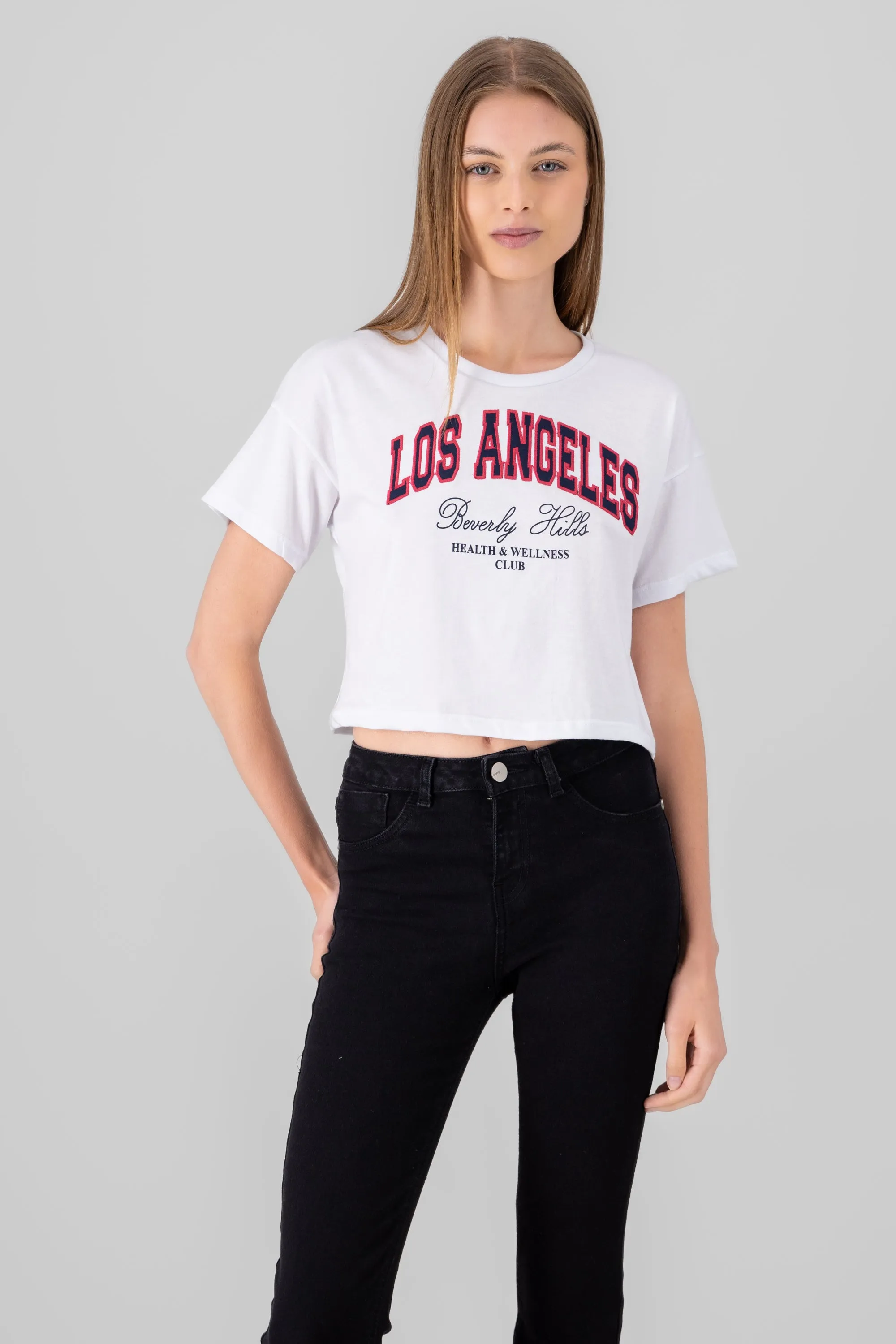 Playera crop bordado los angeles sold by Shasa