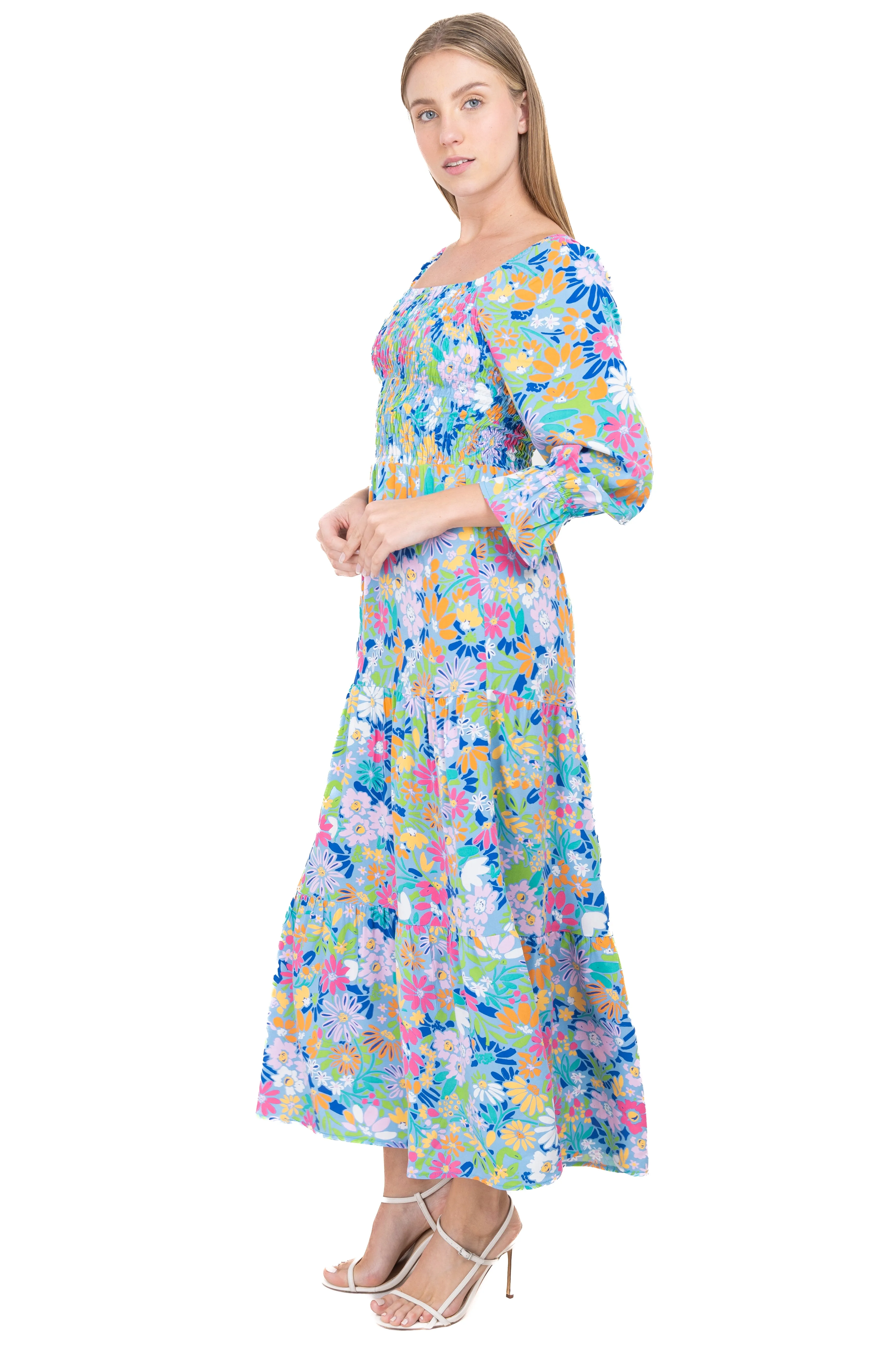 Vestido maxi tejido elástico floreado sold by Shasa product image thumbnail 3