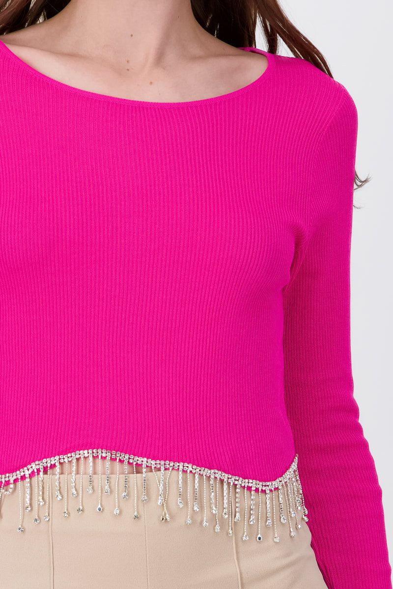 Top Manga Larga Cuello Redondo Detalle Brillos sold by Shasa product image thumbnail 5