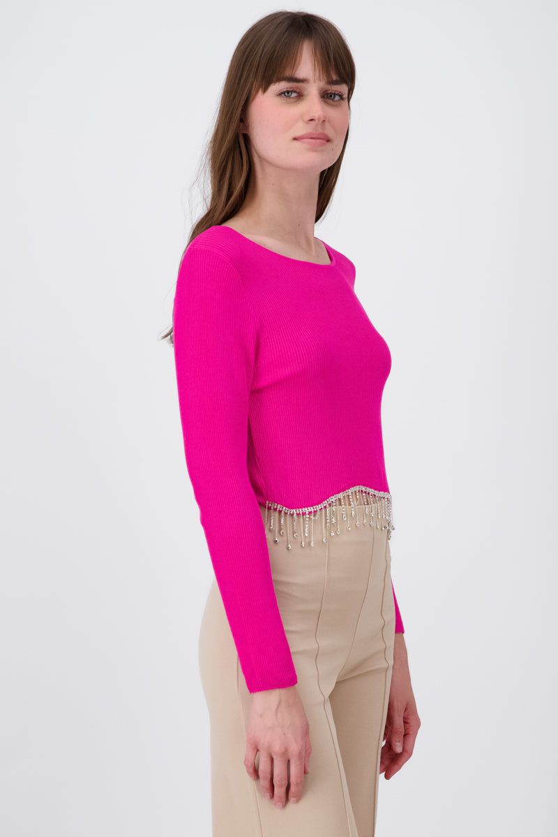 Top Manga Larga Cuello Redondo Detalle Brillos sold by Shasa product image thumbnail 3