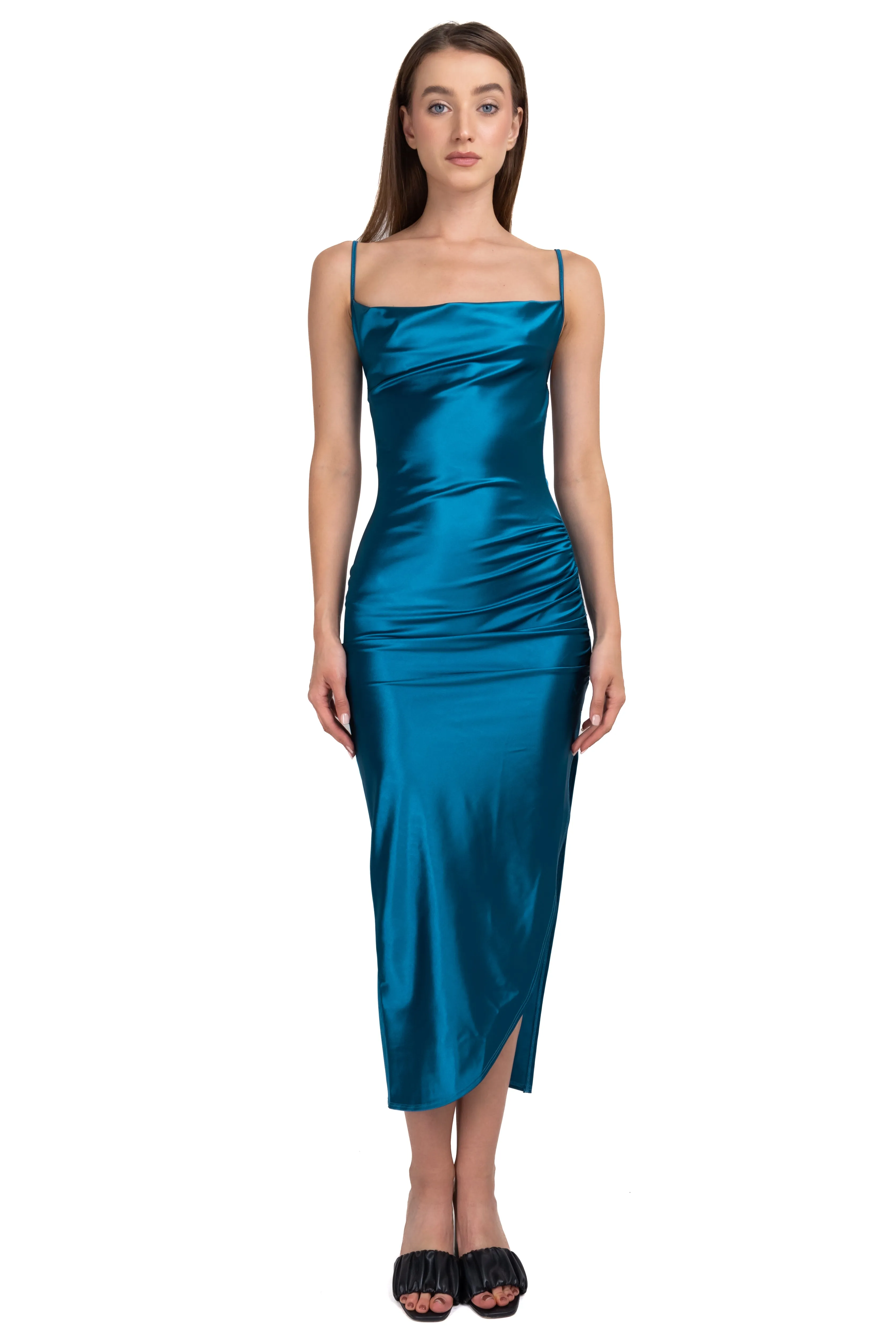 Vestido maxi abertura fruncido sold by Shasa