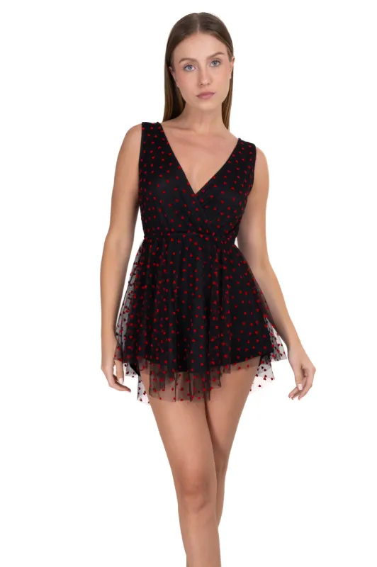 Vestido flock mesh corazones sin manga sold by Shasa