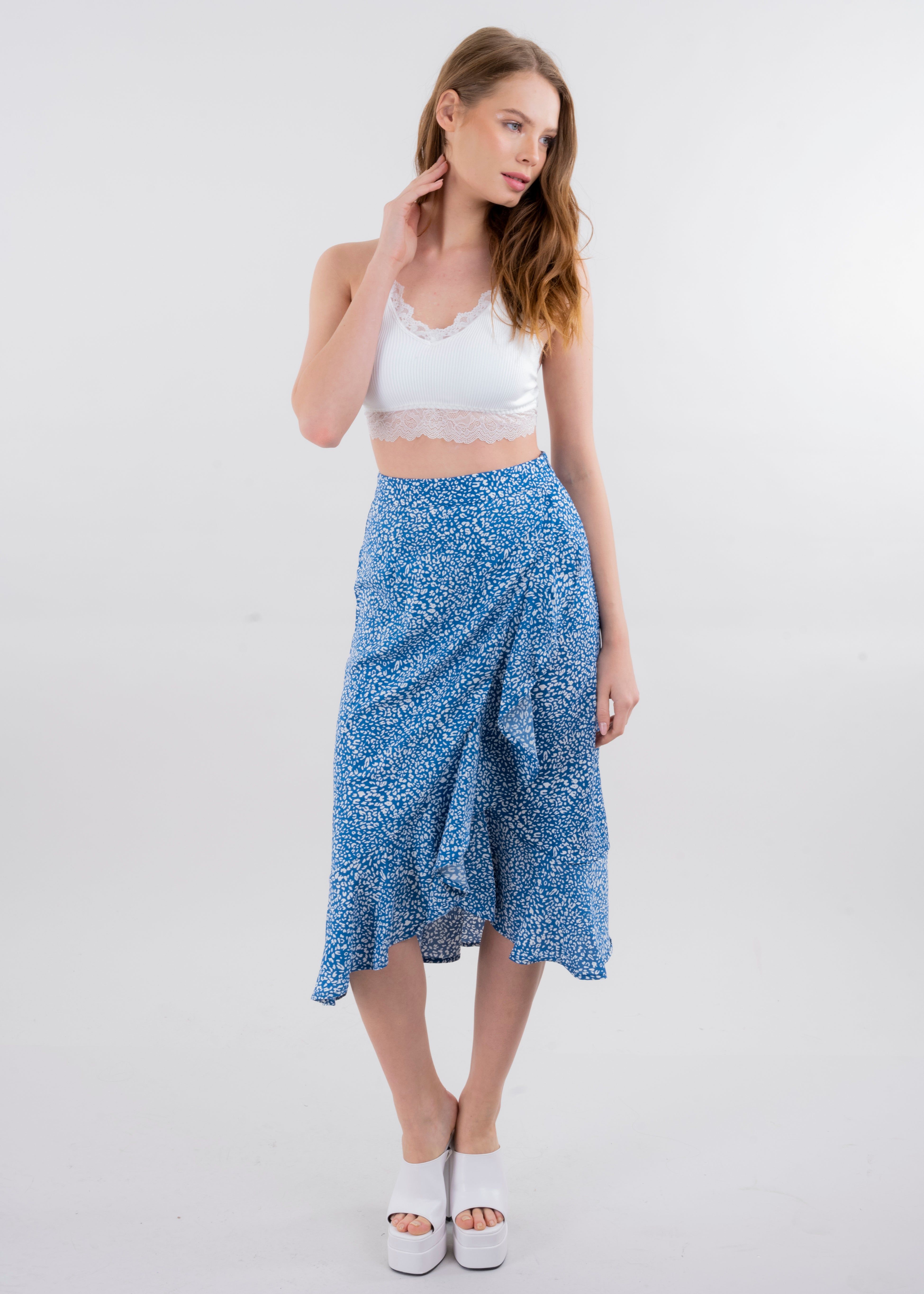 Falda midi cruce olanes sold by Shasa