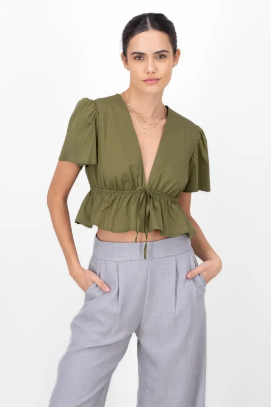 Blusa crop drapeado cintura sold by Shasa