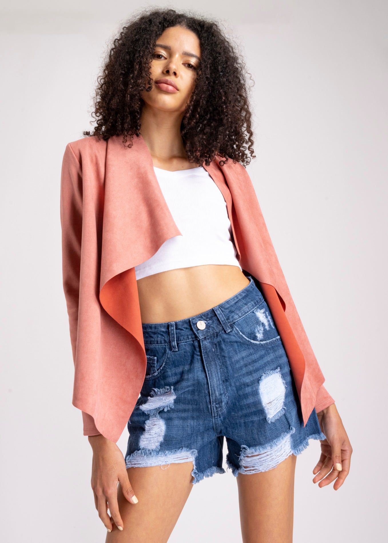 Saco cascada textura durazno sold by Shasa