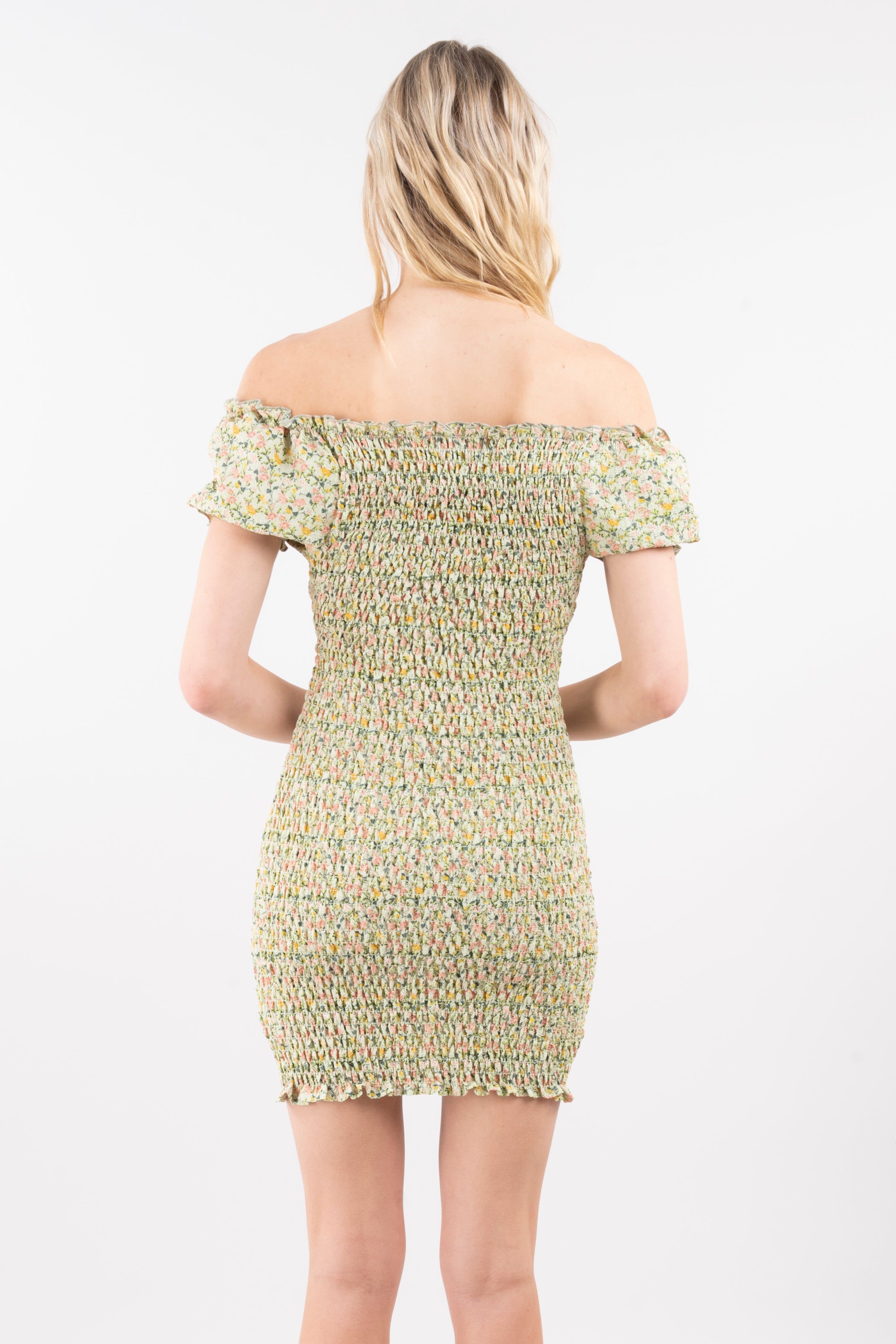 Vestido mini hombros descubiertos flores sold by Shasa product image thumbnail 4