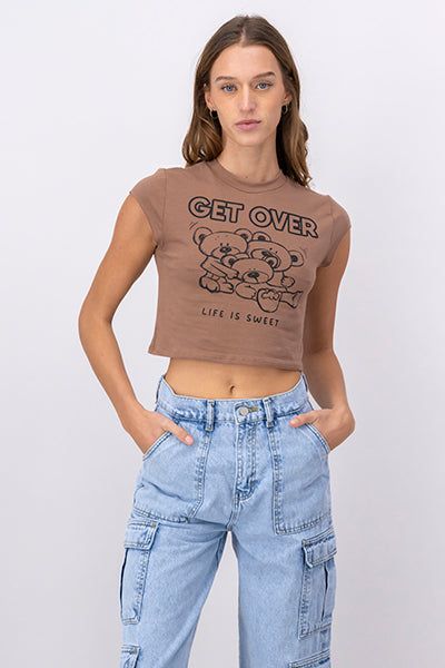 Playera crop estampado ositos get over sold by Shasa