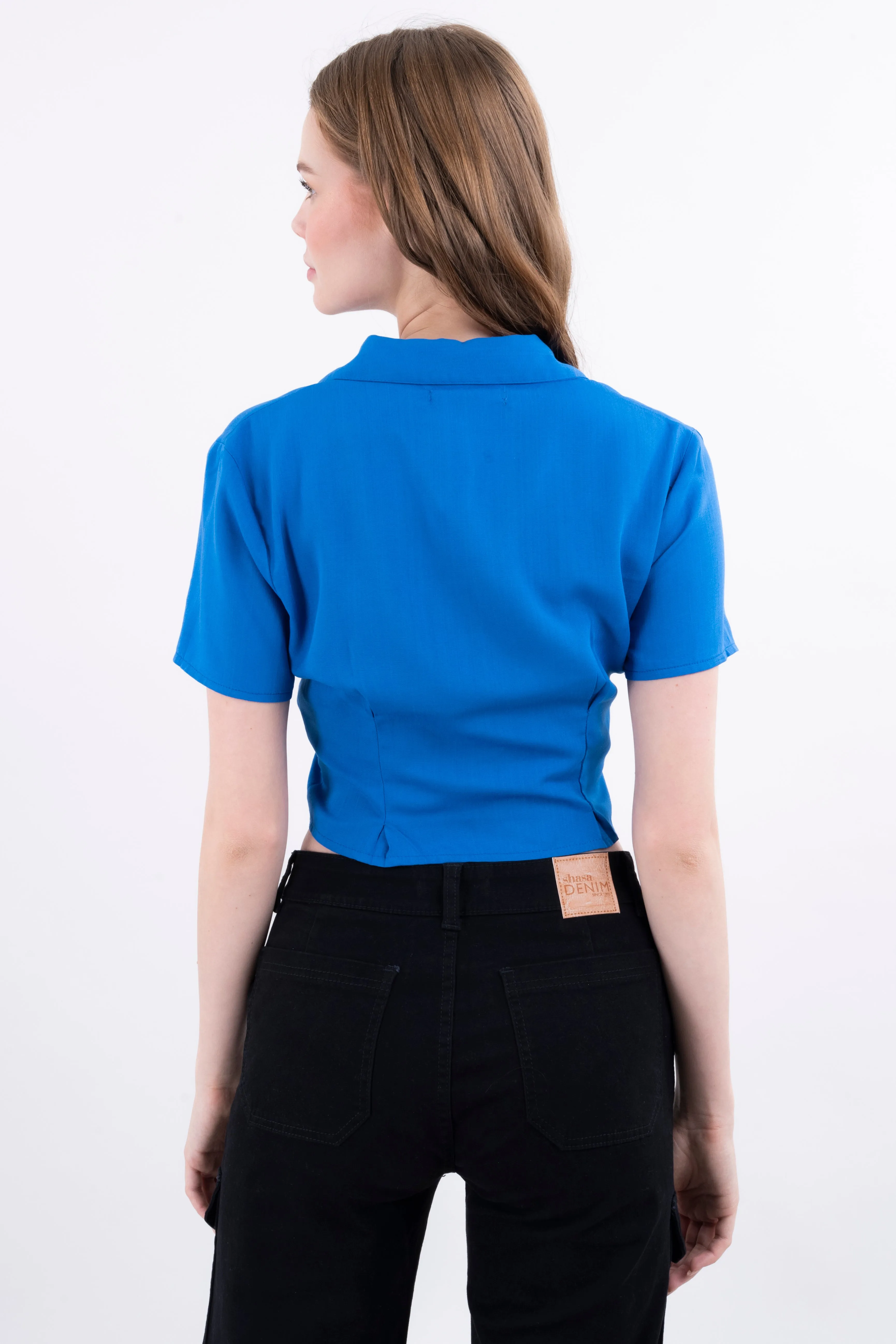 Camisa crop manga corta pinzas sold by Shasa product image thumbnail 4