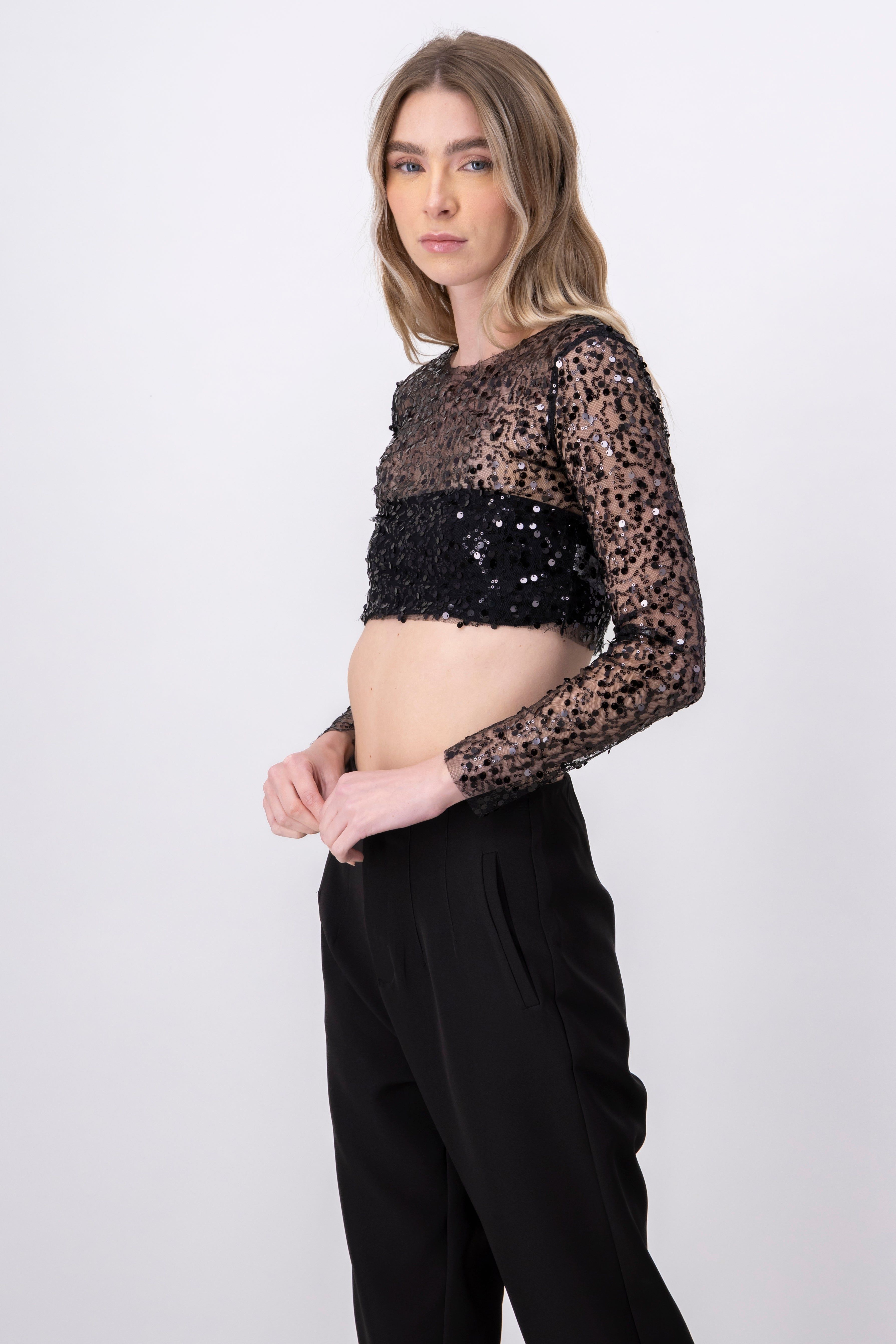 Top crop manga larga brillos sold by Shasa product image thumbnail 3