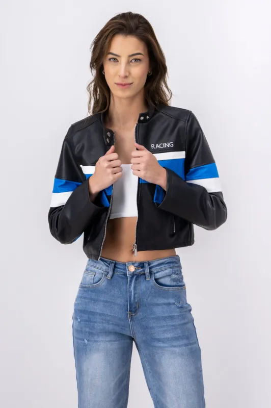 Chamarra biker efecto piel racing sold by Shasa