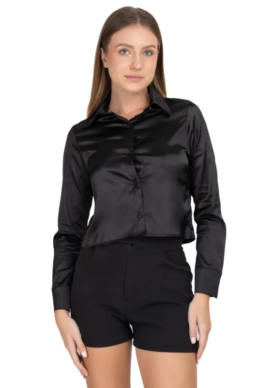 Camisa crop botones forrados sold by Shasa