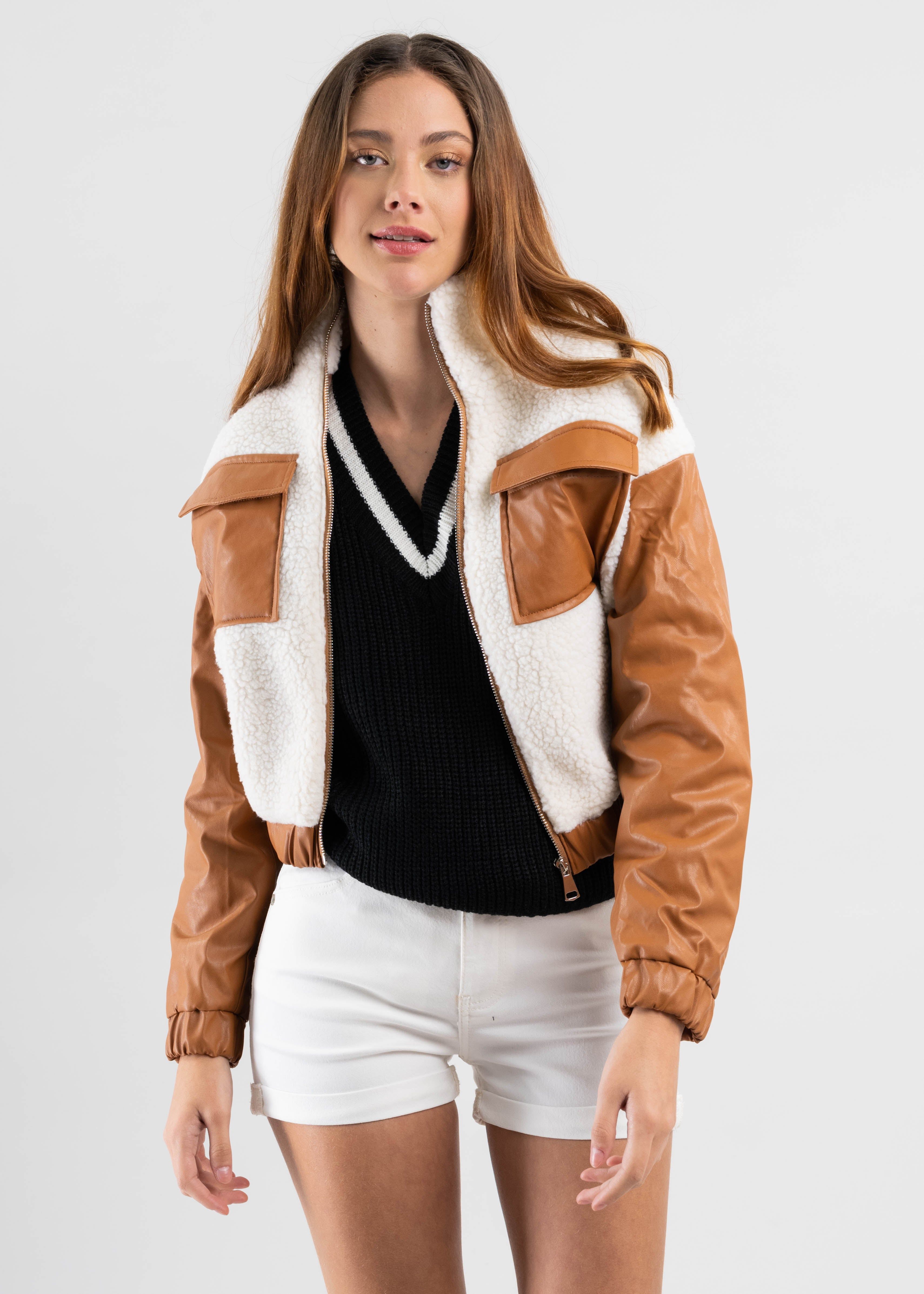 Chamarra sherpa contraste efecto piel sold by Shasa product image thumbnail 4