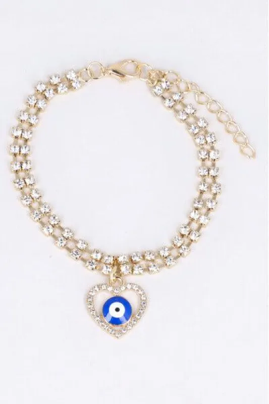 Pulsera 2L Brillos Corazon Ojo sold by Shasa