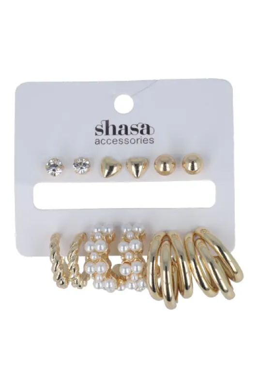 Set 6 Pares Arracadas Multidiseño sold by Shasa