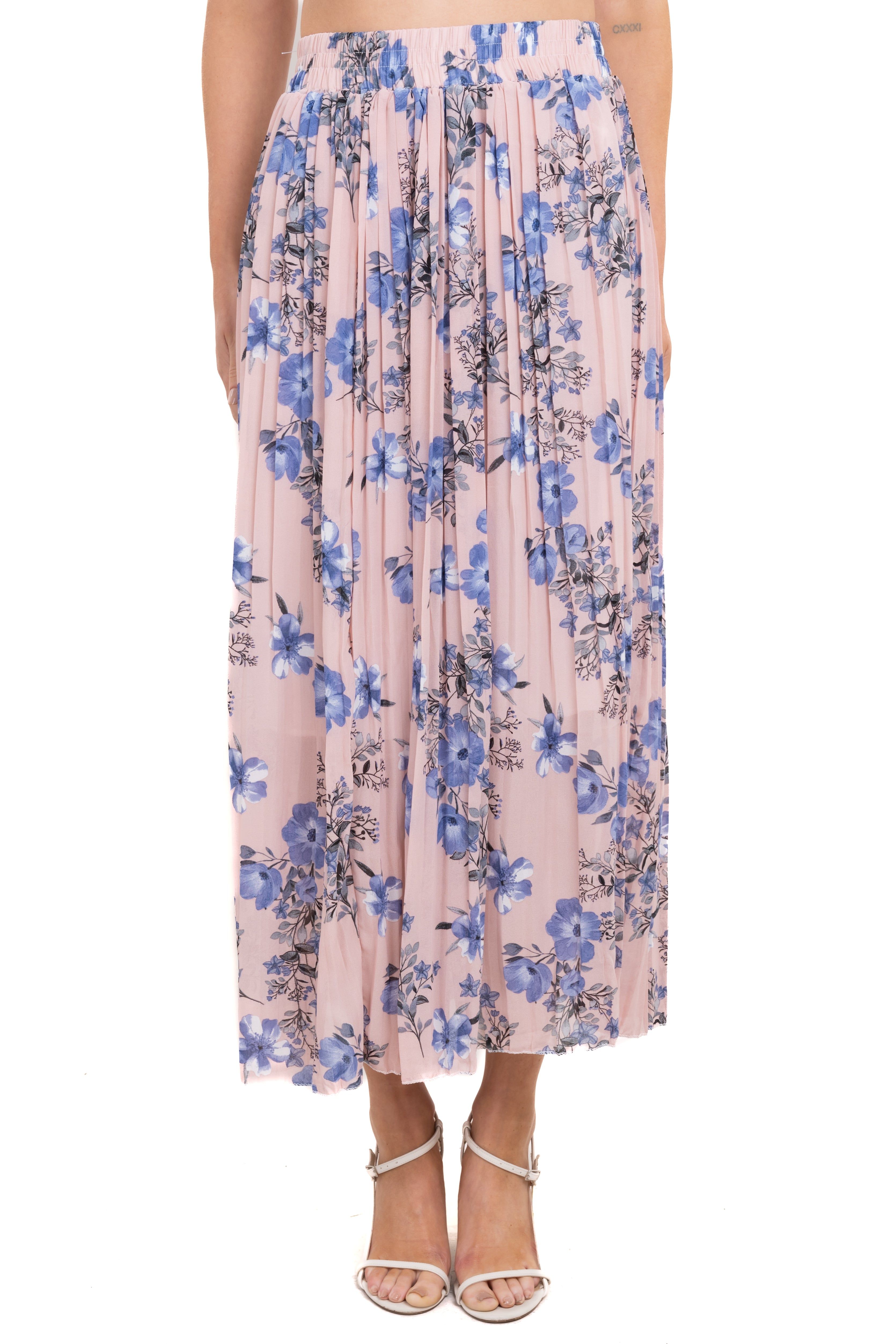 Falda midi tableada flores sold by Shasa