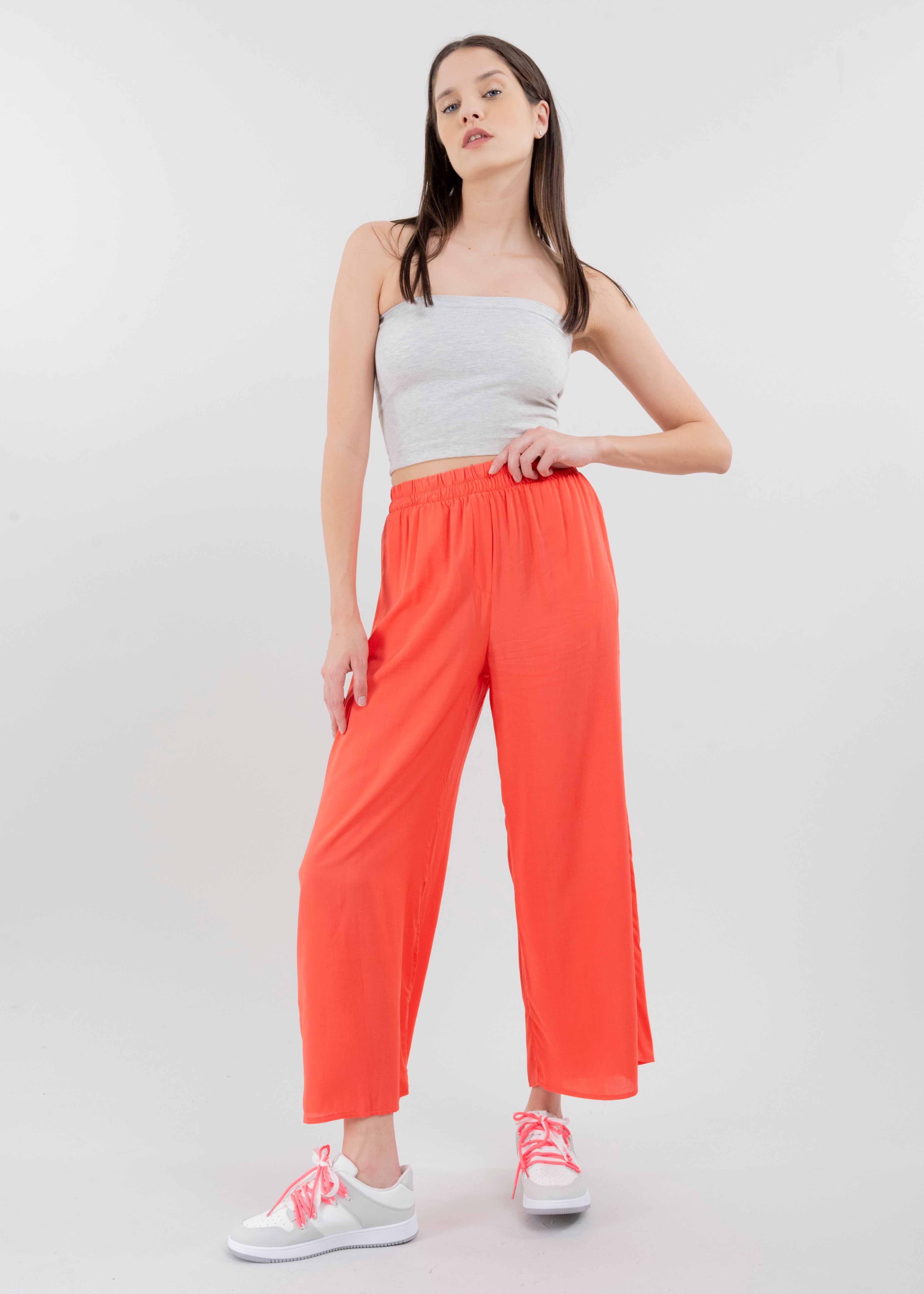 Pantalón Wide Leg Cintura Alta Fruncida sold by Shasa