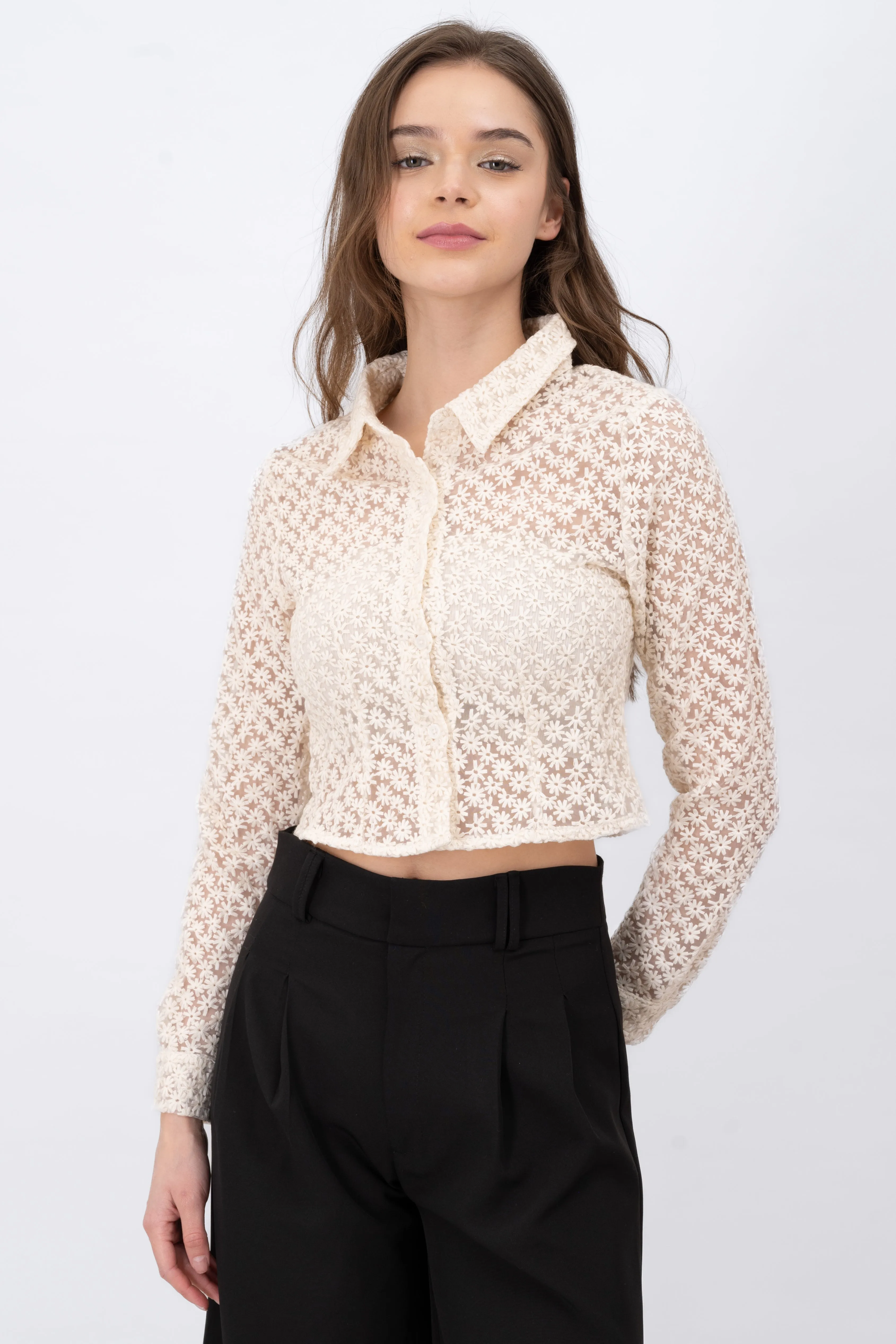 Camisa De Manga Larga Con Detalle De Flores sold by Shasa product image thumbnail 2