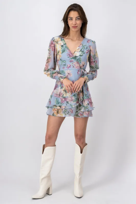 Vestido mini manga larga flores sold by Shasa