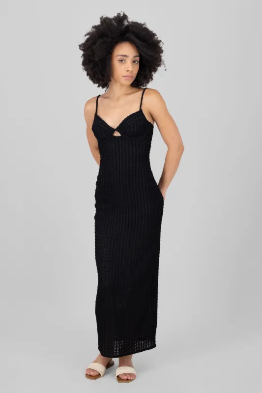 Vestido maxi textura sold by Shasa