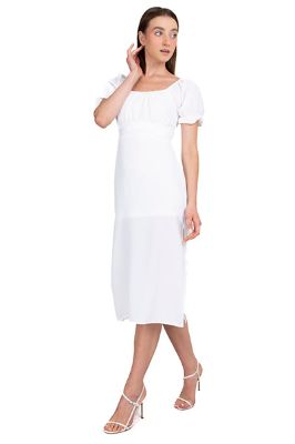 Vestido maxi manga abullonada liso sold by Shasa