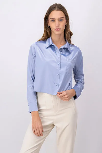 Camisa Crop Satinada Bolsillo sold by Shasa