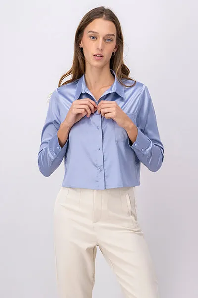 Camisa Crop Satinada Bolsillo sold by Shasa product image thumbnail 2