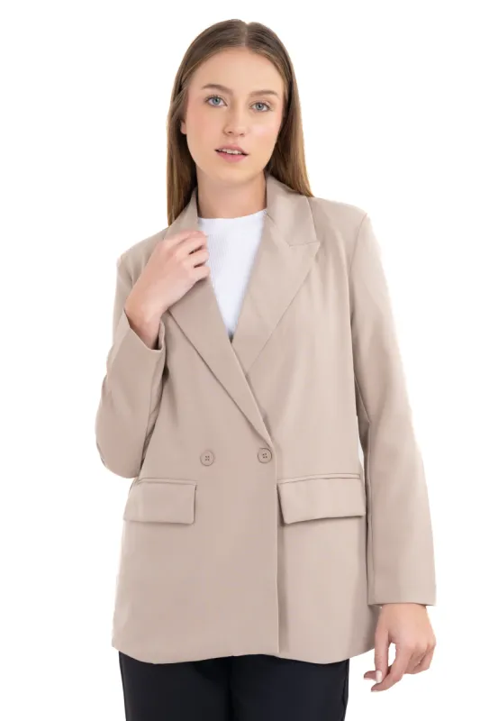 Saco largo cuello solapa liso sold by Shasa