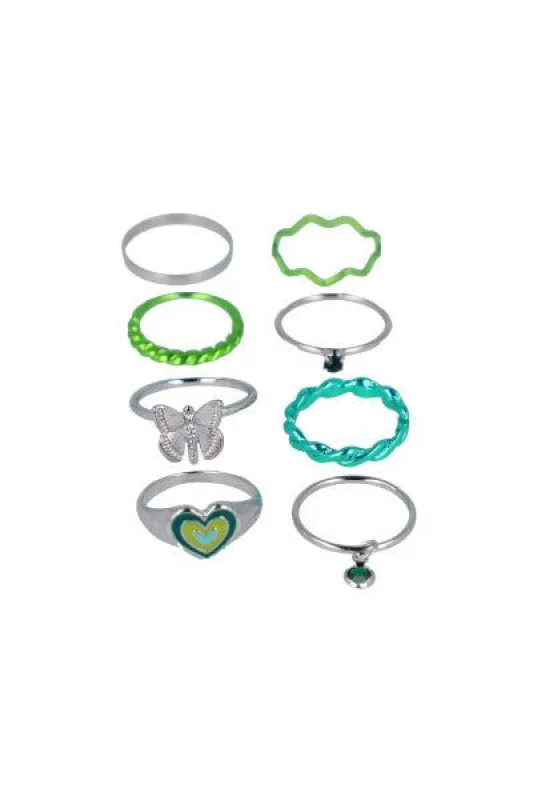 Set 8 anillos diseño bicolor sold by Shasa