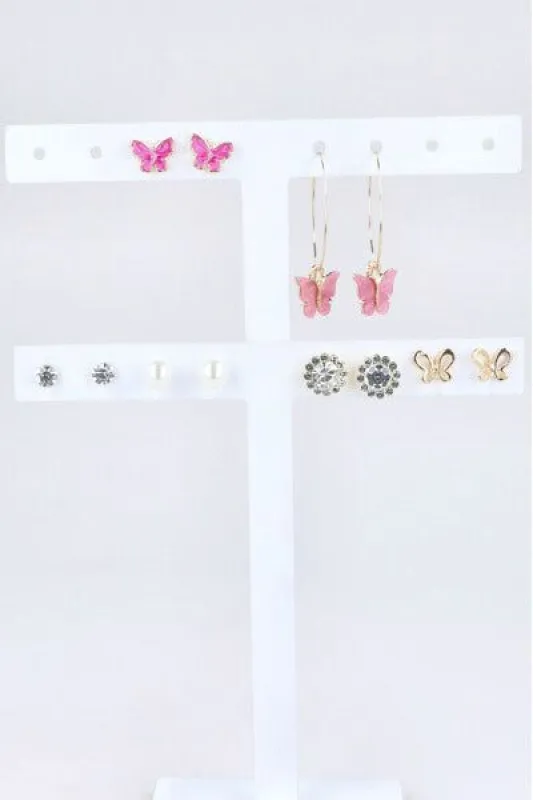 Set 6 Pares Aretes Mariposa sold by Shasa
