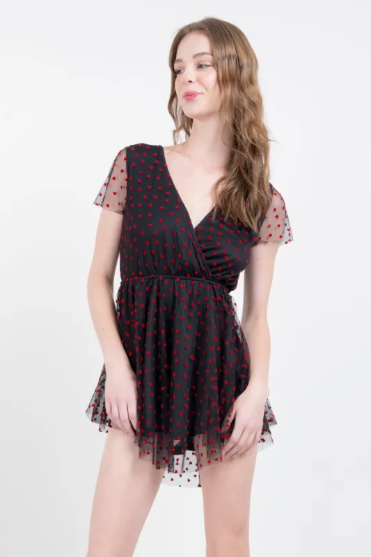 Vestido mini corazones flock sold by Shasa