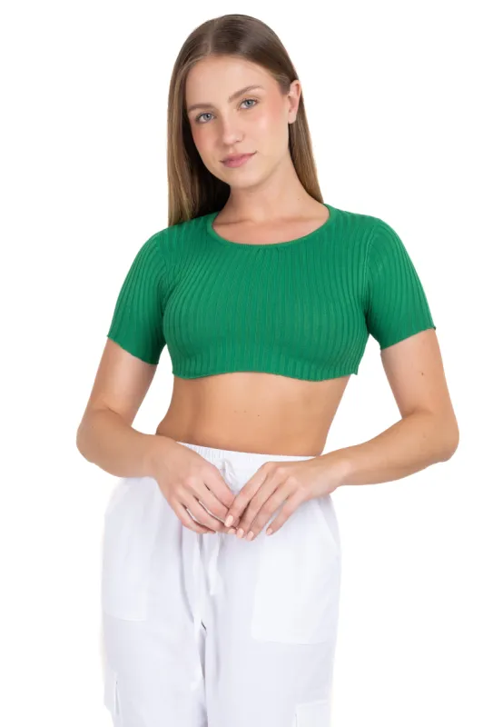 Top crop tejido manga corta sold by Shasa