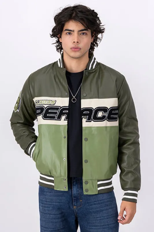 Chamarra efecto piel bordado Peace sold by Shasa