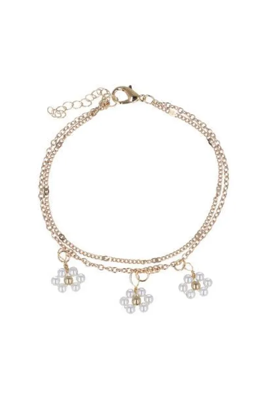 Anklet doble capa flores sold by Shasa