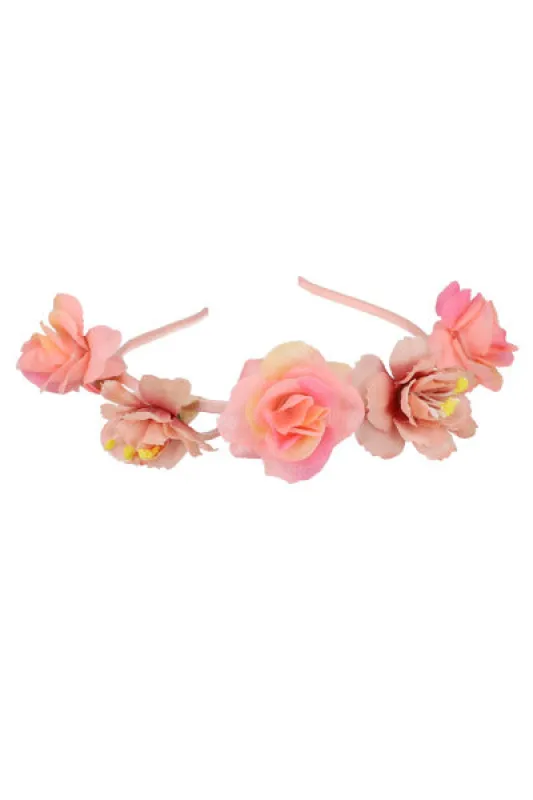 Diadema delgada satín flores sold by Shasa