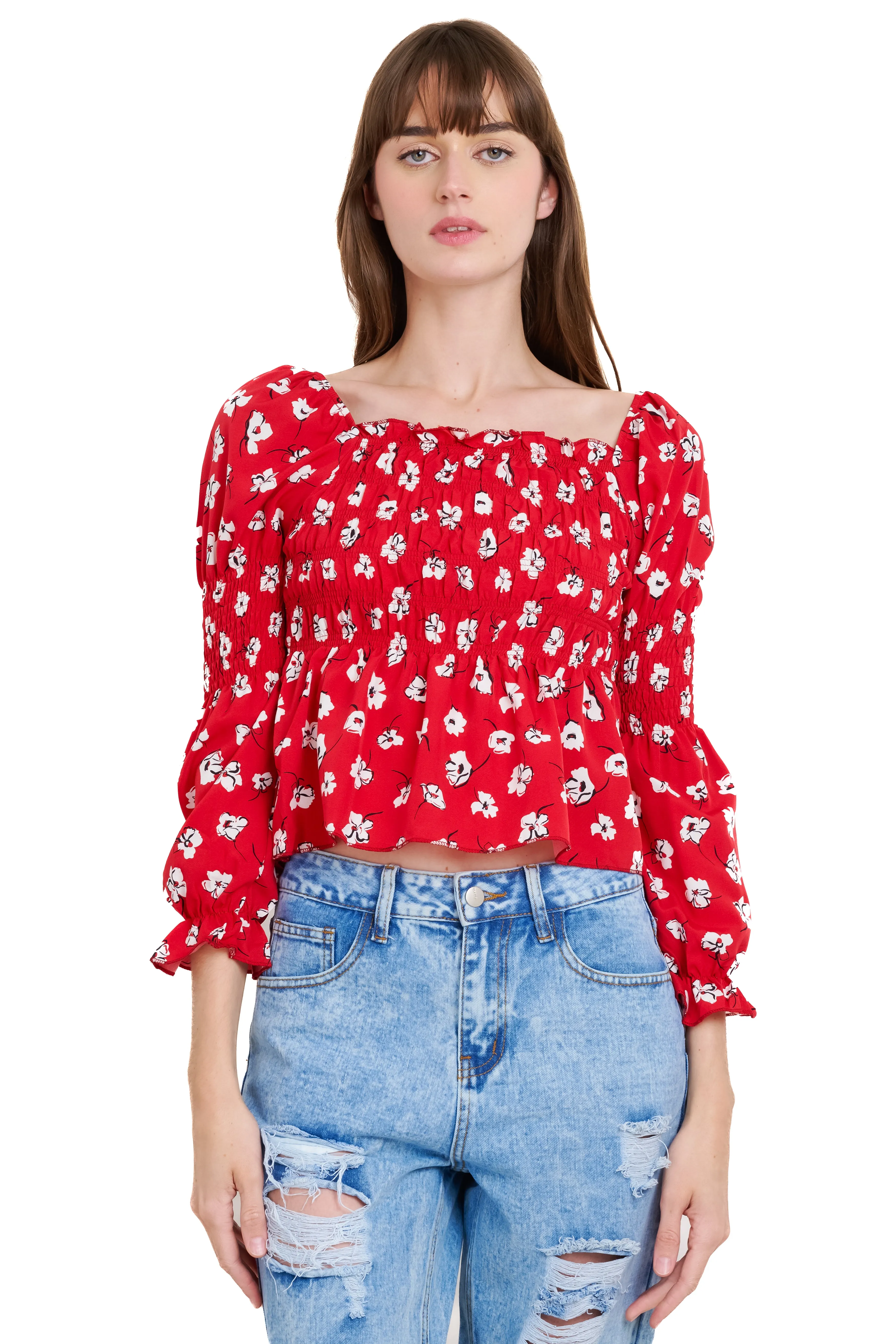 Blusa manga larga escote cuadrado detalle ligas sold by Shasa product image thumbnail 2