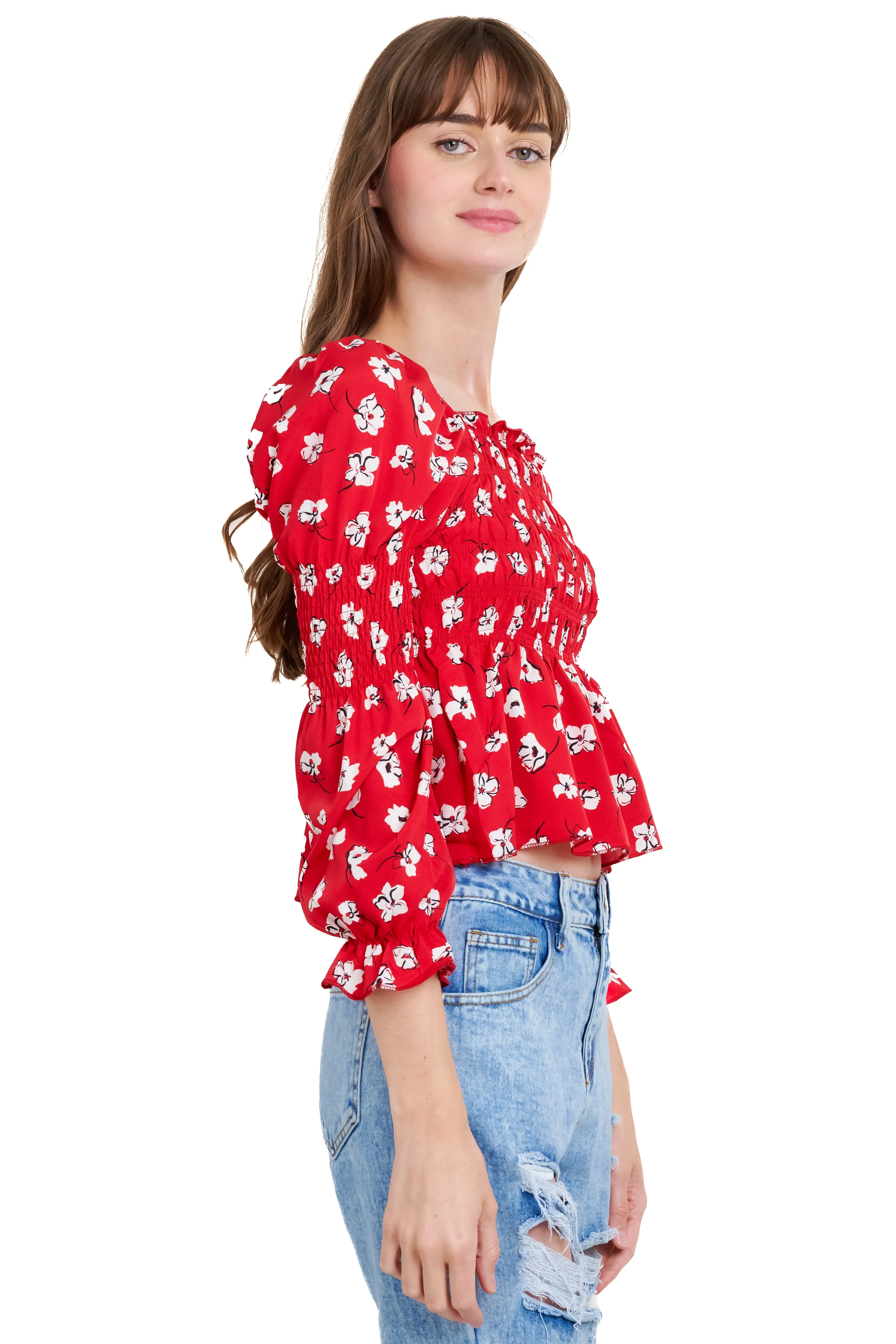 Blusa manga larga escote cuadrado detalle ligas sold by Shasa product image thumbnail 3