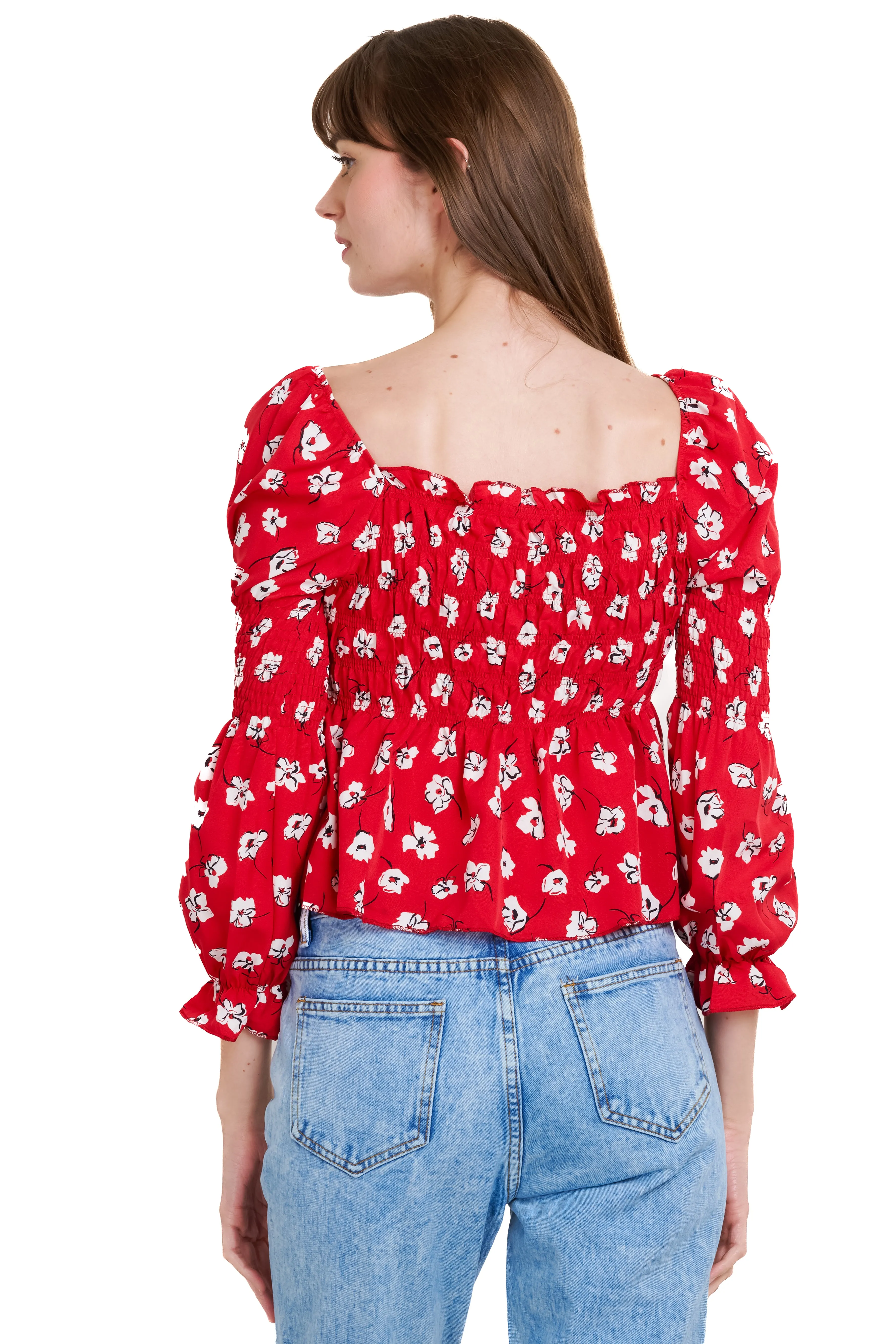 Blusa manga larga escote cuadrado detalle ligas sold by Shasa product image thumbnail 4