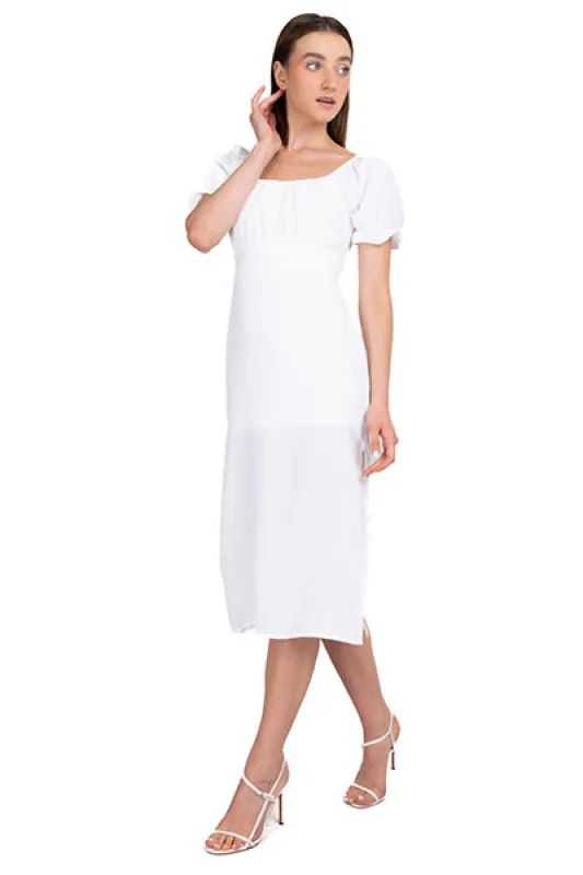 Vestido maxi manga abullonada liso sold by Shasa